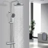 Colonne de Douche Thermostatique Ensemble de Douche Chromé Système de Douche Robinetterie en Laiton Avec douchette