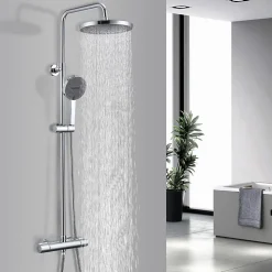 Colonne de Douche Thermostatique Ensemble de Douche Chromé Système de Douche Robinetterie en Laiton Avec douchette
