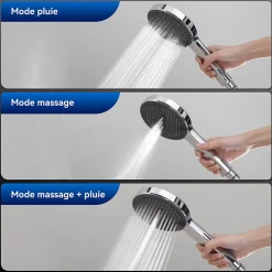 Colonne de Douche Thermostatique Ensemble de Douche Chromé Système de Douche Robinetterie en Laiton Avec douchette