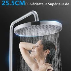 Colonne de Douche Thermostatique Ensemble de Douche Chromé Système de Douche Robinetterie en Laiton Avec douchette