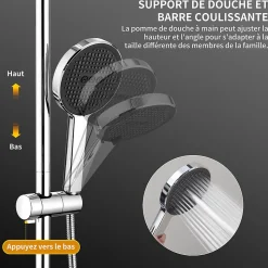 Colonne de Douche Thermostatique Ensemble de Douche Chromé Système de Douche Robinetterie en Laiton Avec douchette