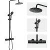 Colonne de Douche Thermostatique 3 Fonctions, Auralum MAX Ensemble de Douche Noir, Douche avec Tête de Douche de 9 pouces
