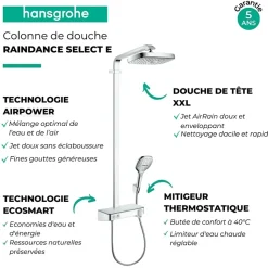 Colonne de douche thermostatique HANSGROHE Raindance Select E 300 EcoSmart avec mitigeur 30 cm chromé