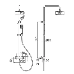 Colonne de Douche Thermostatique Anti-Calcaire Noir Mat IMEX ART BTAR025/NG