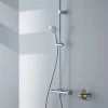 Colonne de douche thermostatique murale Chrome 30x48x112cm (LxPxH) hauteur réglable, pomme + pommeau douche rond
