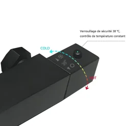 Colonne de douche thermostatique 200mm, kit carré noir AICA