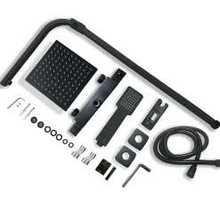 Colonne de douche thermostatique 200mm, kit carré noir AICA