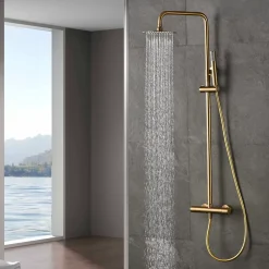 Colonne de Douche Thermostatique Anti-Calcaire Or Brossé IMEX MONZA BTM039/OC