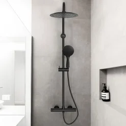 Colonne de douche thermostatique noire mate Essebagno Essegoia
