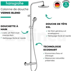 Colonne de douche thermostatique HANSGROHE Vernis Blend 2 jets + nettoyant