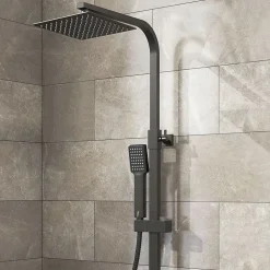 Colonne de douche thermostatique 200mm, kit carré noir AICA SANITAIRE