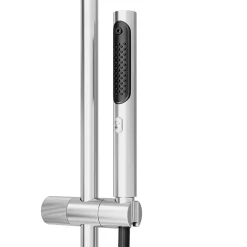 Colonne de douche thermostatique avec pommeau, douchette 2 jets, flexible, barre réglable, chrome, GoodHome Levanna
