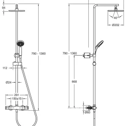 Colonne de douche thermostatique JACOB DELAFON Colette 4 jets, Chrome