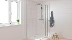 Colonne de douche thermostatique avec pommeau + douchette 3 jets + flexible + barre réglable, chrome, Grohe Vitalio Joy System 260