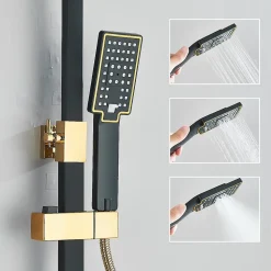 Colonne de douche thermostatique élégante noir et doré