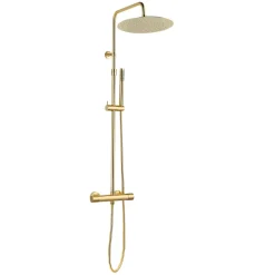 Colonne de douche thermostatique corps froid or brossé Essebagno Delice II