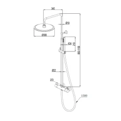 Colonne de douche thermostatique corps froid or brossé Essebagno Delice II