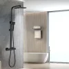 Colonne de Douche Thermostatique, Réglable en Hauteur, Noir