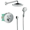 Colonne de douche thermostatique encastrée HANSGROHE ShowerSelect S chromé + douche de tête HANSGROHE Raindance Select S
