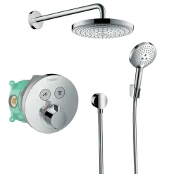 Colonne de douche thermostatique encastrée HANSGROHE ShowerSelect S chromé + douche de tête HANSGROHE Raindance Select S
