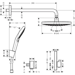 Colonne de douche thermostatique encastrée HANSGROHE ShowerSelect S chromé + douche de tête HANSGROHE Raindance Select S
