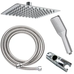 Colonne de douche thermostatique extra-longue AVEC bec carré de 100-150 cm, finition chrome poli, en laiton Kibath