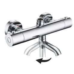 Colonne de douche thermostatique extra-longue AVEC bec carré de 100-150 cm, finition chrome poli, en laiton Kibath