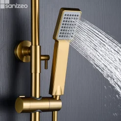 Colonne de Douche Thermostatique Anti-Calcaire Or Brossé IMEX ART BTAR025/OC