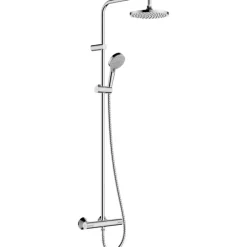 Colonne de douche thermostatique HANSGROHE Vernis Blend 200 Green chromé + tablette AddStoris