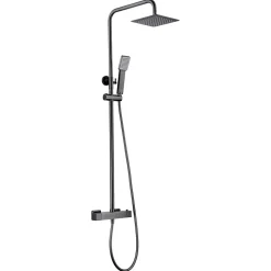 Colonne de douche thermostatique noir mat acier et laiton finition PVD anticalcaire