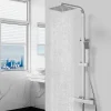 Colonne de douche thermostatique avec pomme de tête, Carré,effet chromé, AICA