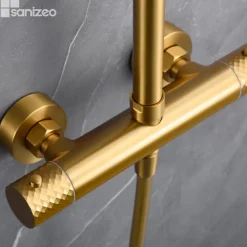 Colonne de Douche Thermostatique Anti-Calcaire Or Brossé IMEX GENOVA BTG053/OC