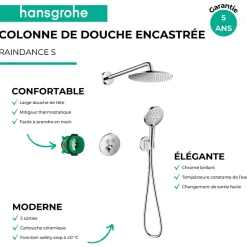 Colonne de douche thermostatique encastrée HANSGROHE ShowerSelect S chromé