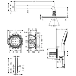Colonne de douche thermostatique encastrée HANSGROHE ShowerSelect S chromé