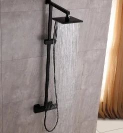 Colonne de douche thermostatique murale laiton sans tête de douche - Noir mat - 110x15cm - SEDAL 8921B Sans tête (de douche)