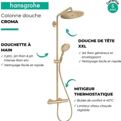 Colonne de douche thermostatique HANSGROHE Croma Select S 280 bronze brossé