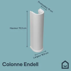 Colonne de lavabo en céramique blanche blanche l.21 x H.70,3 x P.18,5 cm, GoodHome Endell