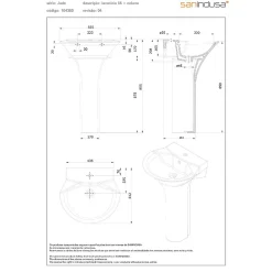 Colonne de lavabo Jade céramique traditionnelle SANINDUSA blanc