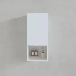 Colonne de rangement blanche - Porte et niche - 35x80x32.5 cm