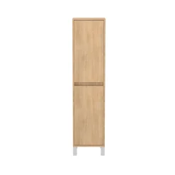 Colonne de rangement Chêne Clair sur Pieds - Hauteur 160 cm - 2 Portes - XENOS