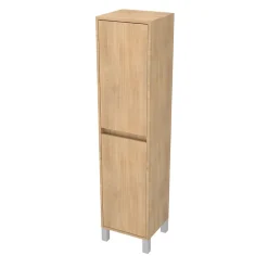 Colonne de rangement Chêne Clair sur Pieds - Hauteur 160 cm - 2 Portes - XENOS