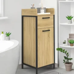 Colonne de rangement d'appoint salle de bain DETROIT 1 tiroir 1 placard design industriel
