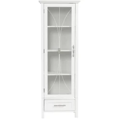 Colonne de rangement en effet bois blanc avec portes en verre