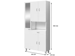 Colonne de salle de bain avec miroir sur pied - 180 cm - Blanc - MINELA
