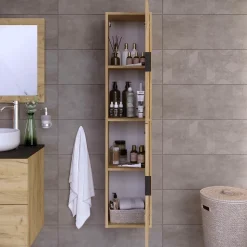 Colonne de salle de bain LYO 2 portes 140x30x27 cm chêne T-BATH