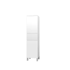 Colonne de Salle de Bain en Mélaminé Blanc - 35x32x150 cm - 2 Portes + 1 Tiroir