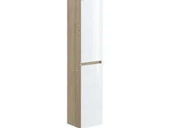 Colonne de salle de bain NELI 2 portes 140x30x27 cm chêne et blanc T-BATH