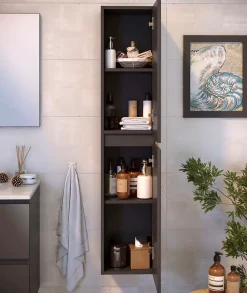 Colonne de salle de bain NELI 2 portes 140x30x27 cm gris anthracite T-BATH