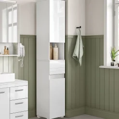 Colonne de salle de bain 2 portes, 1 tiroir et 1 niche - H170 cm