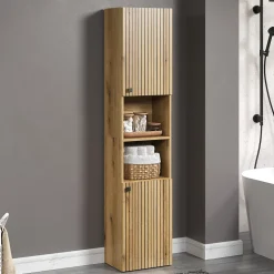 Colonne de salle de bain rainurée 2 portes, 2 niches H186 cm - PUREBLISS
